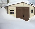 10 x 8 ft Outdoor Plastic Garden Storage Shed with Double Doors, Windows & Metal Foundation Kit