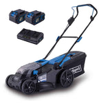 40V Cordless Brushless Lawn Mower with 43cm Cutting Width, 2×4Ah Batteries, Twin Charger, 50L Grass Box