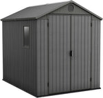 6 x 8 ft Outdoor Garden Storage Shed with Double Doors, Window & Heavy-Duty Floor Panel