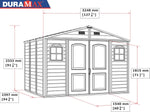 10 x 8 ft Outdoor Plastic Garden Storage Shed with Double Doors, Windows & Metal Foundation Kit