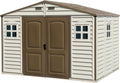 10 x 8 ft Outdoor Plastic Garden Storage Shed with Double Doors, Windows & Metal Foundation Kit
