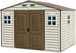 10 x 8 ft Outdoor Plastic Garden Storage Shed with Double Doors, Windows & Metal Foundation Kit