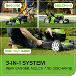 48V Cordless Self-Propelled Lawn Mower with 46cm Cutting Width, 55L Grass Bag, 2 x 4Ah Batteries