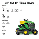 42-Inch Gas Riding Lawn Mower with 17.5 HP Engine & Hydrostatic Transmission